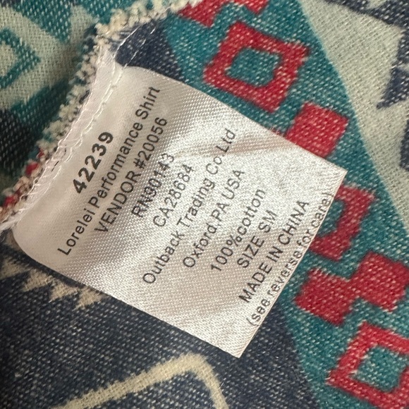 OUTBACK TRADING CO Lorelei Southwesters Thunderbird Print Performance Shirt S/M - Picture 4 of 11